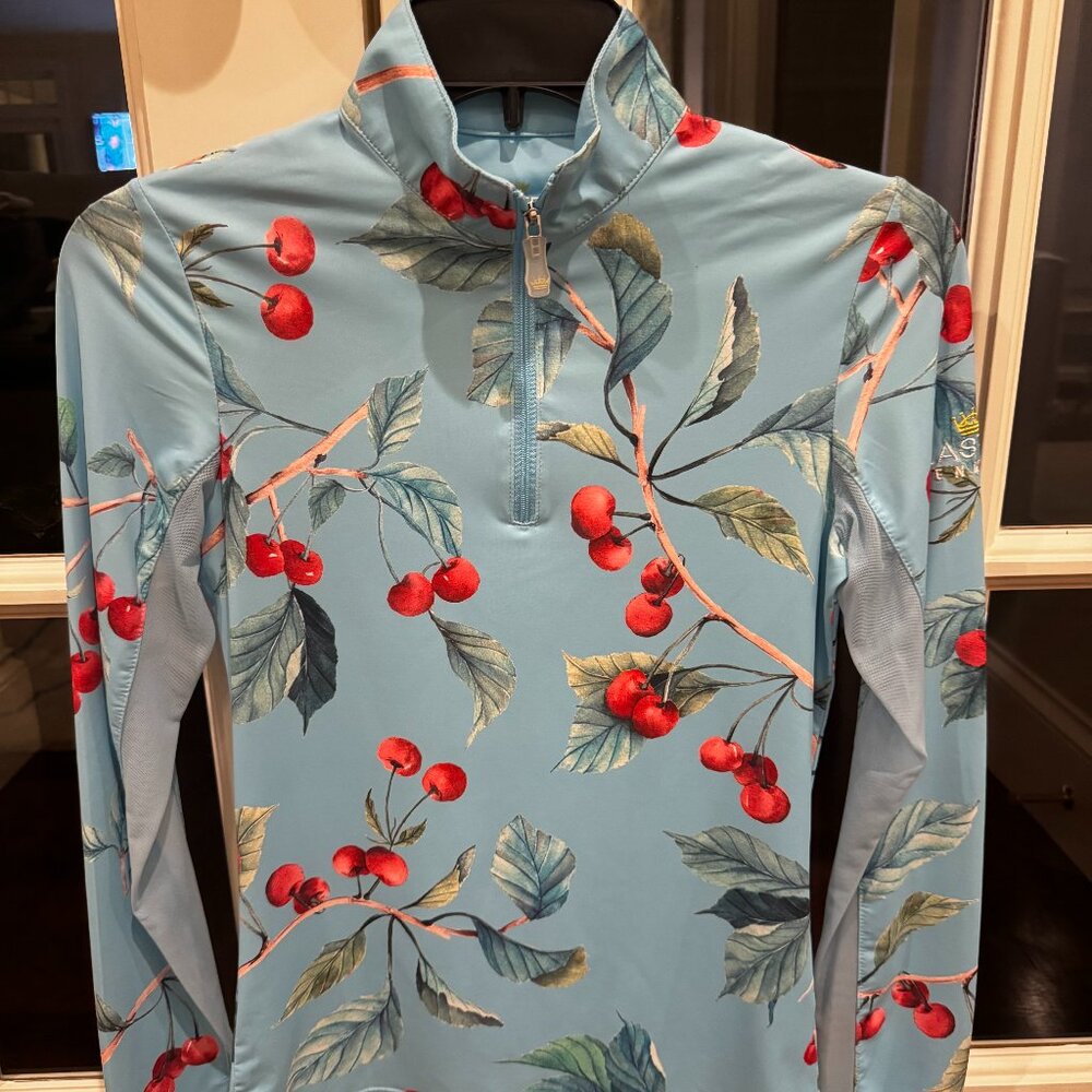 Elegant Cherry Print Long Sleeve Top